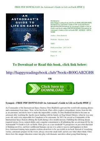 FREE PDF DOWNLOAD An Astronaut's Guide to Life on Earth #PDF [<Download>]