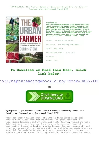 [DOWNLOAD] The Urban Farmer Growing Food for Profit on Leased and Borrowed Land
