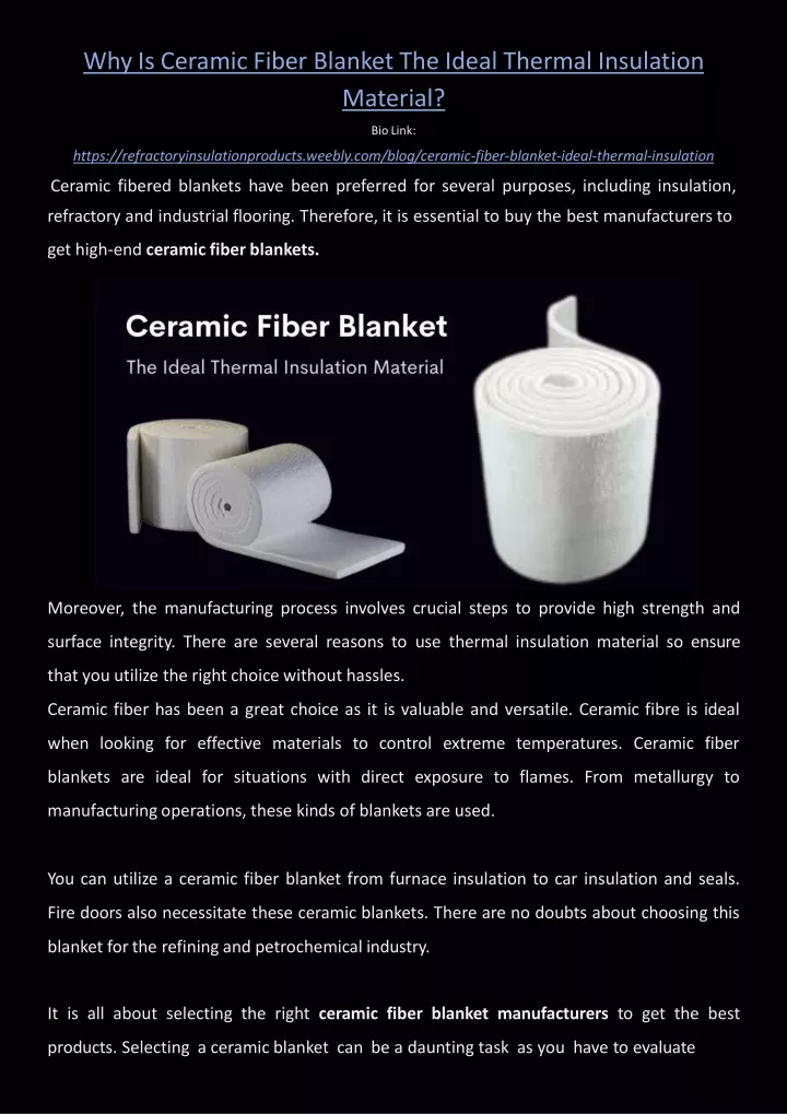 why is ceramic fiber blanket the ideal thermal