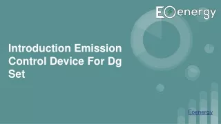 Introduction Emission control device for dg set