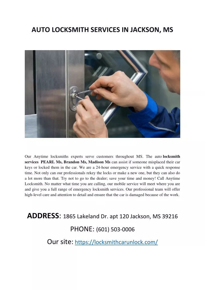 auto locksmith services in jackson ms