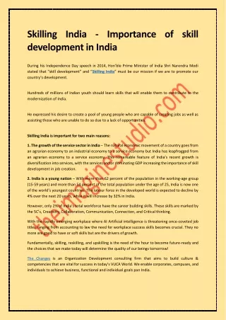 Skilling India - Importance of skill development in India