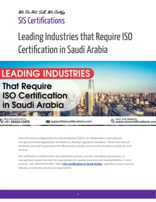 Leading Industries that Require ISO Certification in Saudi Arabia