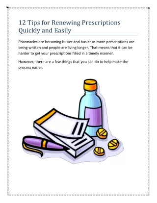 12 tips for renewing prescriptions quickly