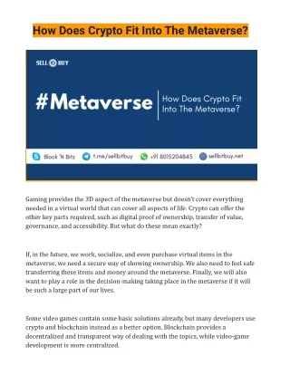 How Does Crypto Fit Into The Metaverse?