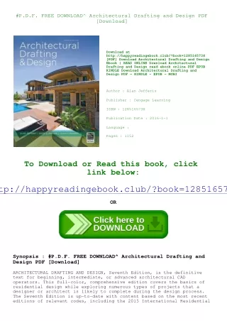 #P.D.F. FREE DOWNLOAD^ Architectural Drafting and Design PDF [Download]