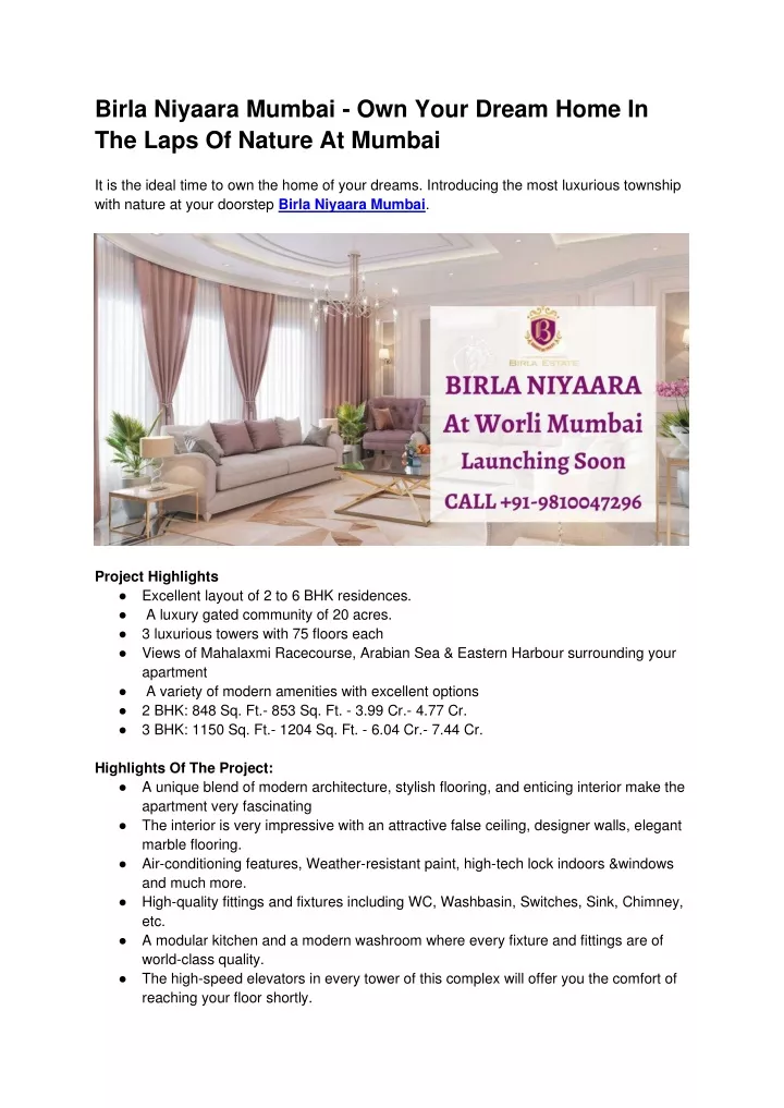 birla niyaara mumbai own your dream home