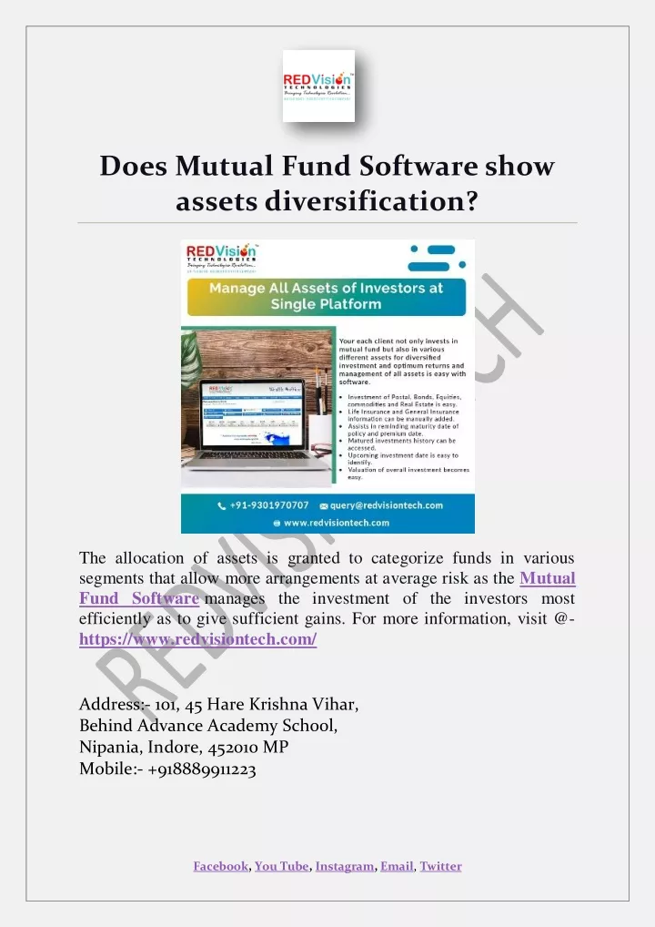 does mutual fund software show assets