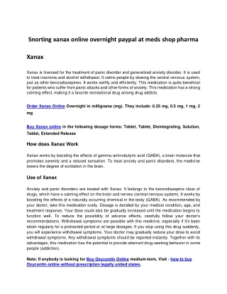 Snorting xanax online overnight paypal at meds shop pharma