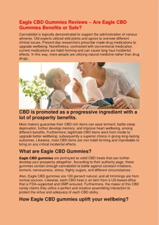 Eagle CBD Gummies Pain Relief Formula Ingredients