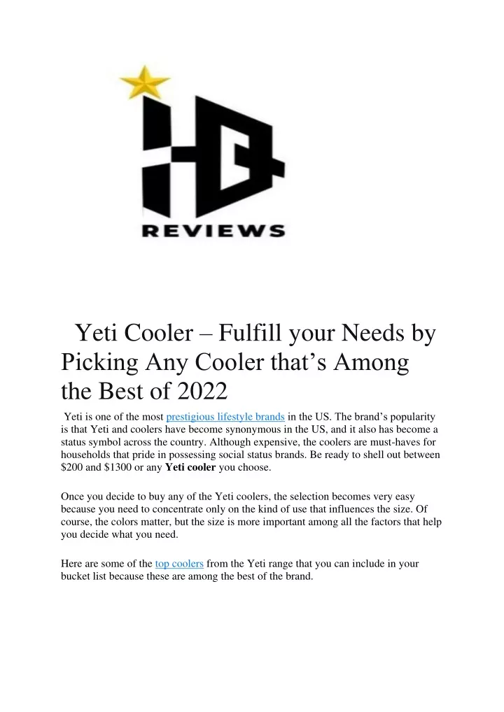 yeti cooler fulfill your needs by picking