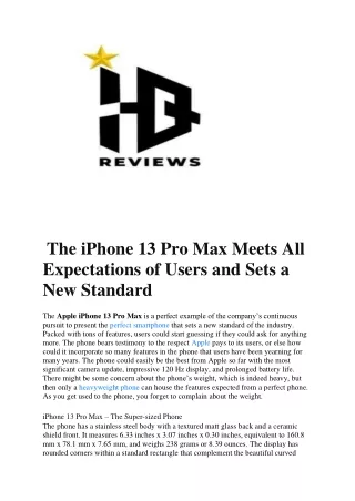 the iphone 13 pro max meets all expectations