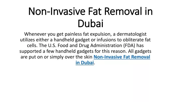 non invasive fat removal in dubai