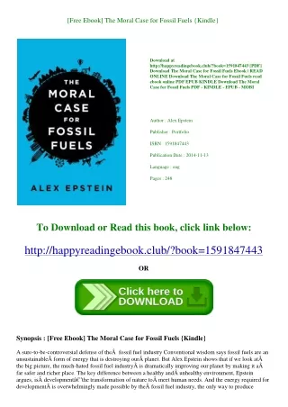 [Free Ebook] The Moral Case for Fossil Fuels {Kindle}