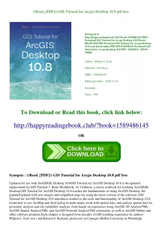 ((Read_[PDF])) GIS Tutorial for Arcgis Desktop 10.8 pdf free