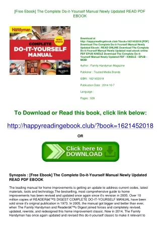 [Free Ebook] The Complete Do-it-Yourself Manual Newly Updated READ PDF EBOOK