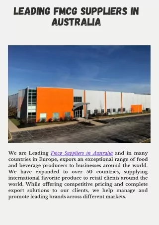 The Leading FMCG Suppliers in Australia