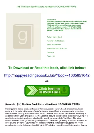 [txt] The New Seed Starters Handbook !^DOWNLOAD*PDF$