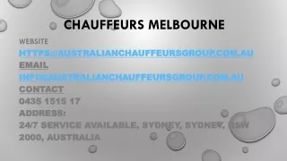 Choose The Best Chauffeurs Melbourne Services At A Low Cost.