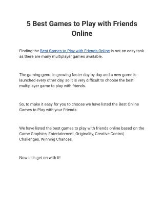 5 best games to play with friends online