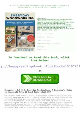 <*READ*> B.O.O.K. Everyday Woodworking A Beginner's Guide to Woodcraft With 12 H