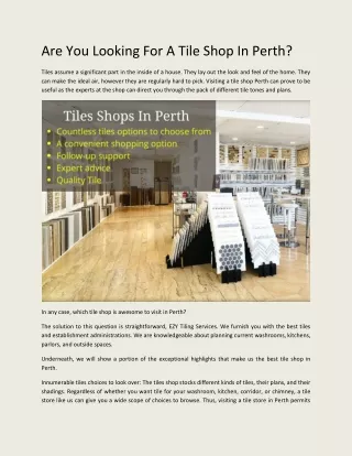 Are You Looking For A Tile Shop In Perth