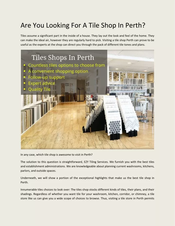 are you looking for a tile shop in perth