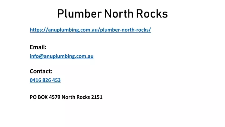 plumber north rocks