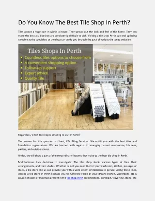 Do You Know The Best Tile Shop In Perth