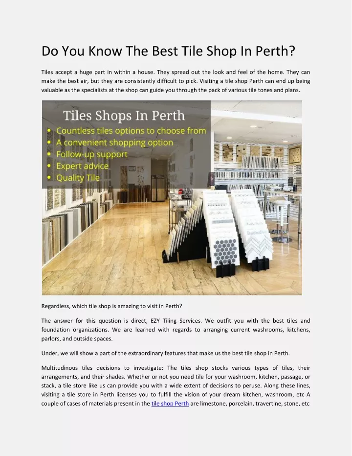 do you know the best tile shop in perth