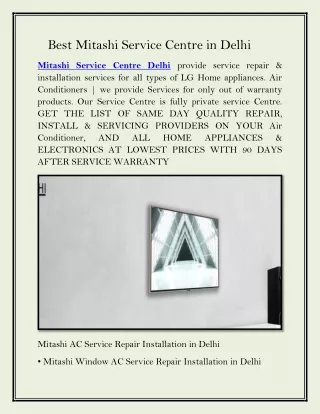 Best Mitashi Service Centre in Delhi