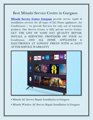 Best Mitashi Service Centre in Gurgaon