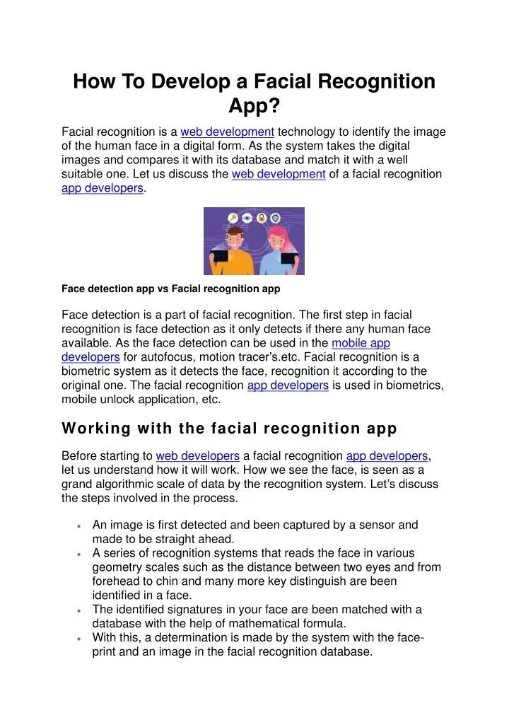 how to develop a facial recognition app