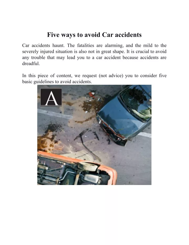 five ways to avoid car accidents