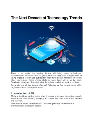 The Next Decade of Technology Trends