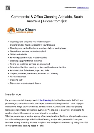 Commercial & Office Cleaning Adelaide, South Australia | Prices from $88