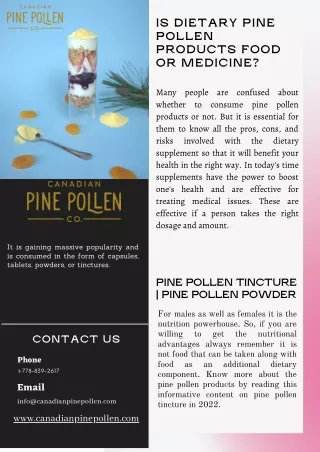 Is Dietary Pine pollen products food or medicine?