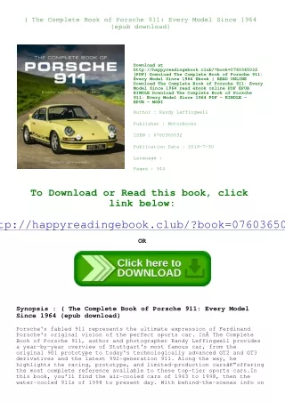 (<E.B.O.O.K. DOWNLOAD^> The Complete Book of Porsche 911 Every Model Since 1964