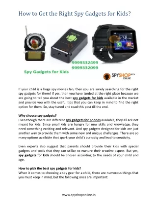 how to get the right spy gadgets for kids