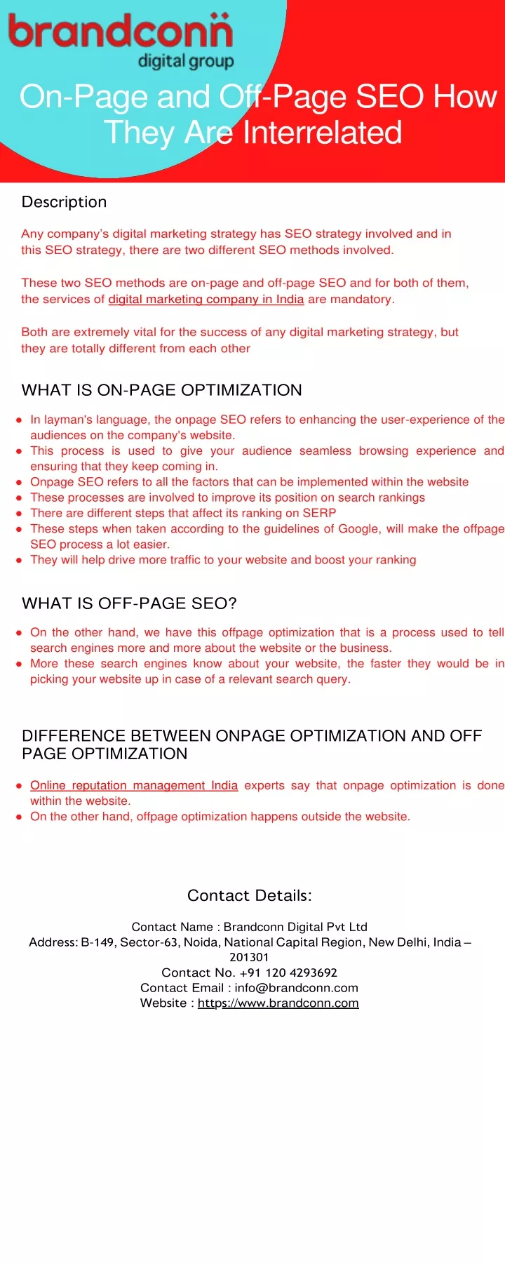 on page and off page seo how they are interrelated