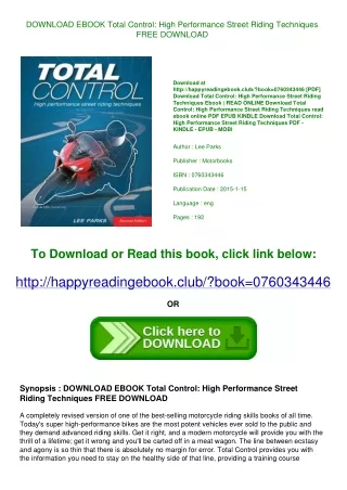 DOWNLOAD EBOOK Total Control High Performance Street Riding Techniques FREE DOWN