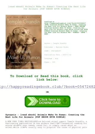 [read ebook] Animals Make Us Human Creating the Best Life for Animals [PDF EBOOK