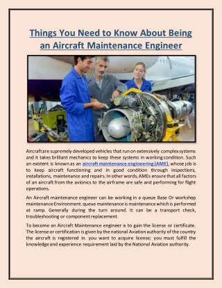 things you need to know about being an aircraft