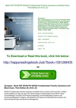 Book PDF EPUB PPI NCIDQ Fundamentals Practice Questions and Mock Exam  Third Edi