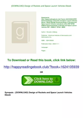 {DOWNLOAD} Design of Rockets and Space Launch Vehicles Ebook