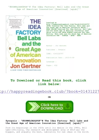 ^#DOWNLOAD@PDF^# The Idea Factory Bell Labs and the Great Age of American Innova