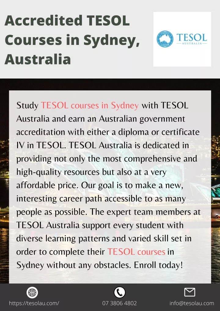 accredited tesol courses in sydney australia