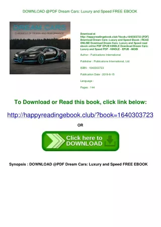 DOWNLOAD @PDF Dream Cars Luxury and Speed FREE EBOOK