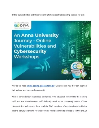 Online Vulnerabilities and Cybersecurity Workshops _ Online coding classes for kids