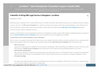 4 Benefits of Hiring NRI Legal Service in Bangalore - Lex Move